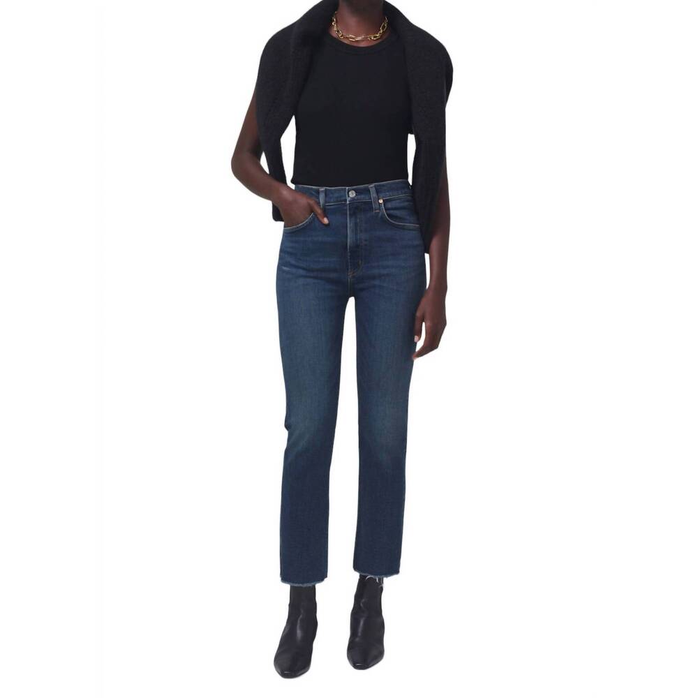 NEW CITIZENS OF HUMANITY daphne cropped stovepipe jeans in sky lantern
